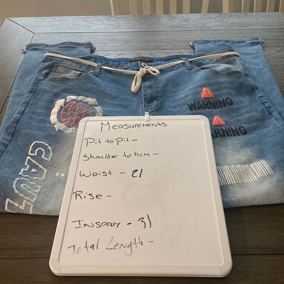 M society Mens Graphic Slim Jeans With Drawstring Waist Cord | 42x32 - Picture 2 of 12